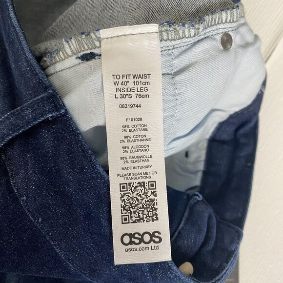 ASOS jeans women's NWT Plus Short size 40x30 distressed blue dark wash. - Picture 8 of 11
